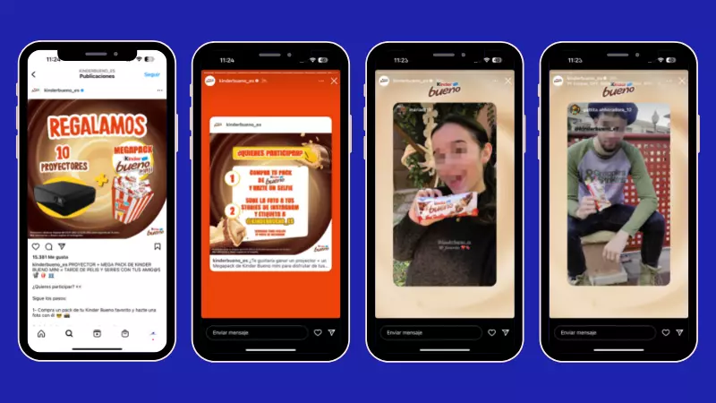 Ejemplo de sorteo de menciones en stories de kinderbueno españa