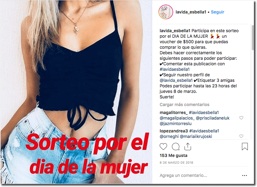sorteo en Instagram del día de la mujer