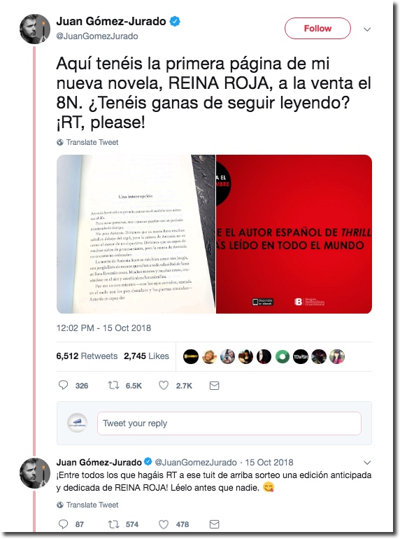 sorteo libro escritor en twitter