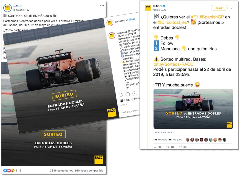 sorteo varias redes sociales racc