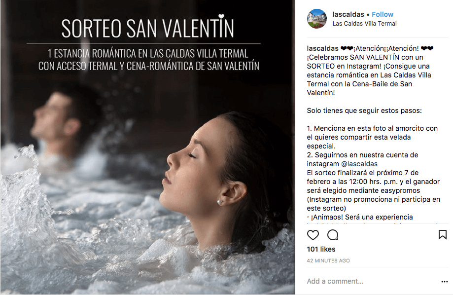 Cómo crear un sorteo de San Valentín: ejemplo Instagram