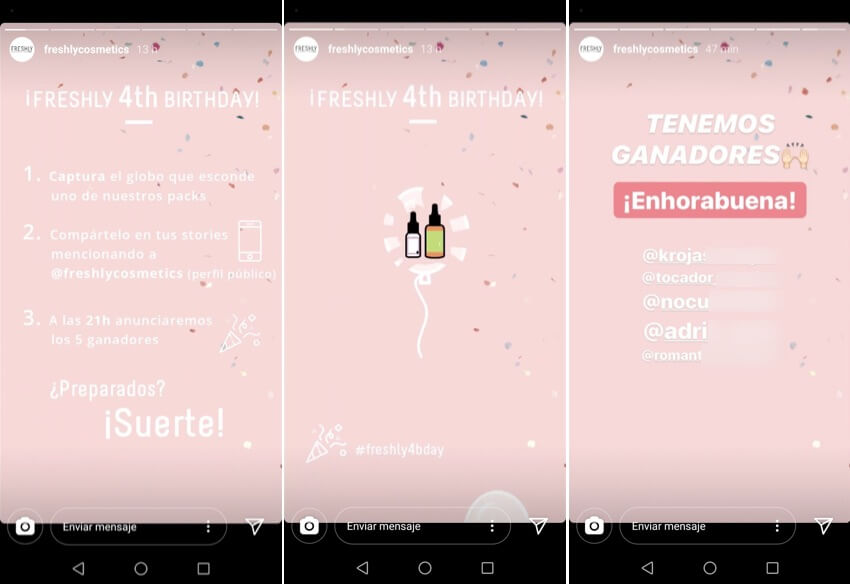 sorteo en stories exprés
