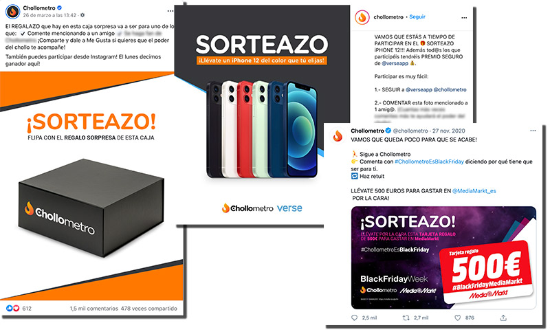 sorteos en redes sociales de Chollometro