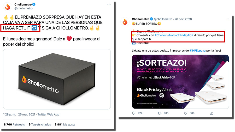 estrategia de sorteos en Twitter