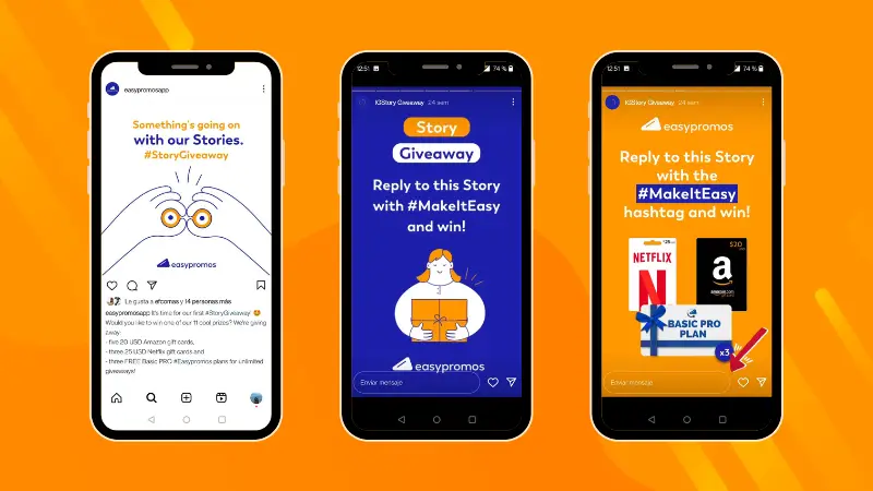 Example of giveaway communicated and promoted with posts and stories