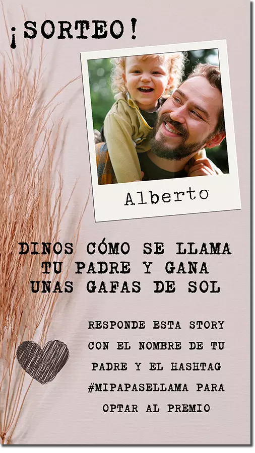 ejemplo de sorteo del Día del Padre en stories