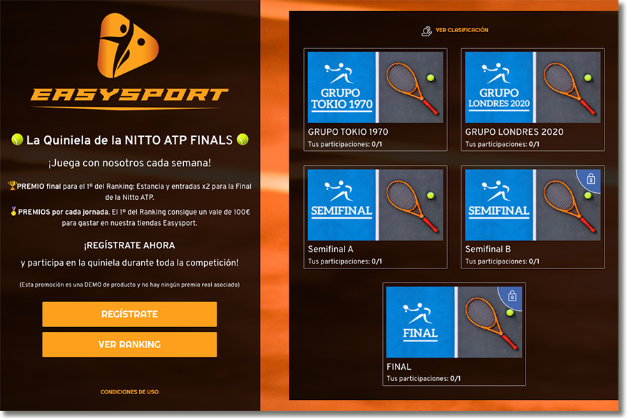 ejemplo de promoción multijornada de un torneo de tenis