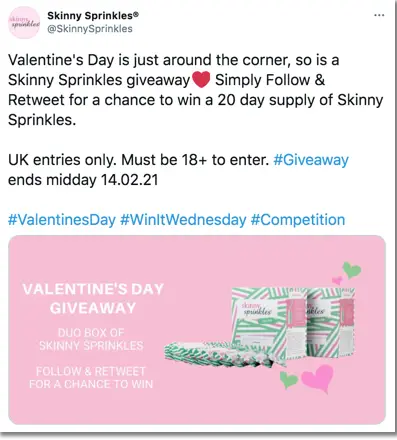 how to do a twitter giveaway: Skinny Sprinkles