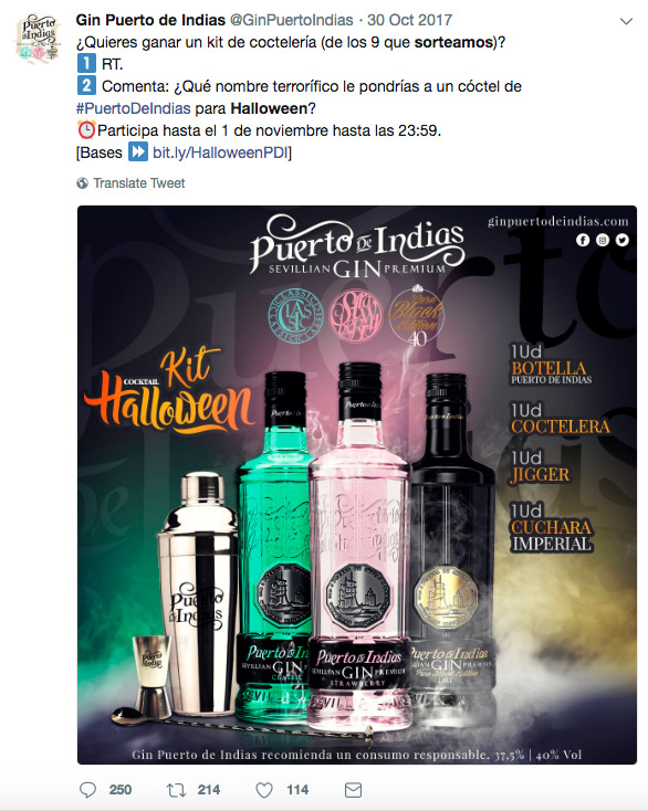 ejemplo de sorteo de halloween en twitter