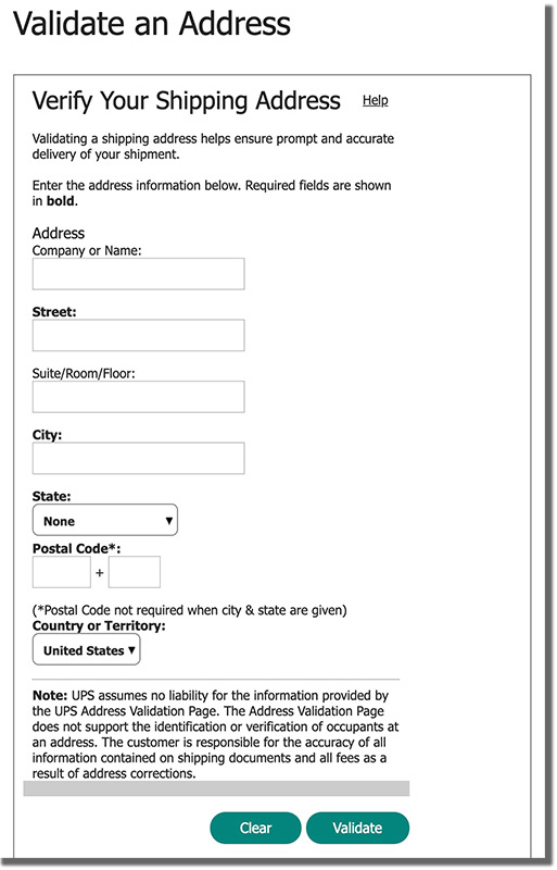 ejemplo de formulario de validación de direcciones