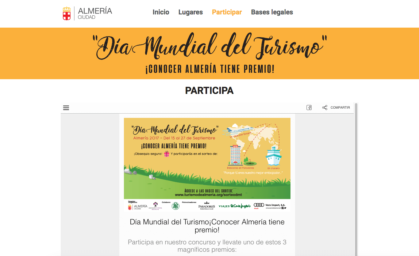 cómo promocionar una ciudad: página web de la acción de Almería