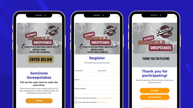 Entry form giveaway