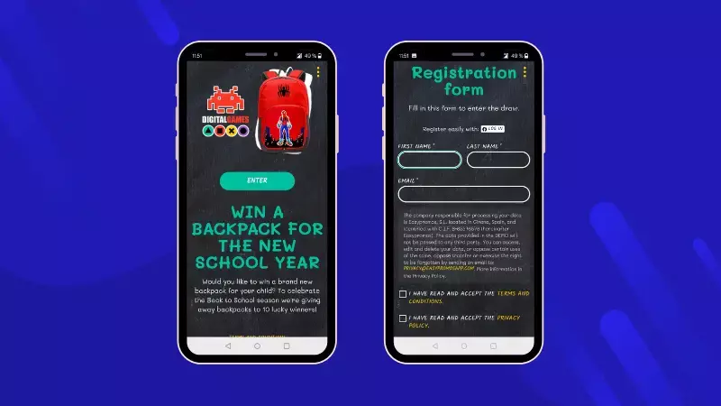sorteo de la vuelta al cole con registro